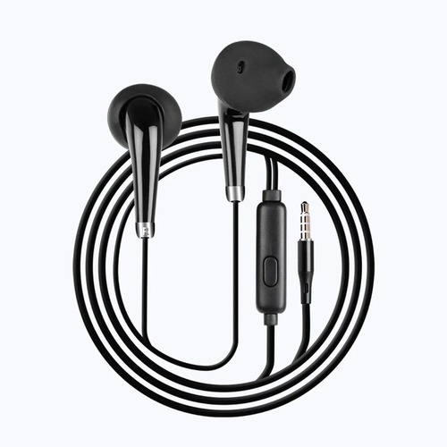 3.5 Mm Jack Size Black Wired Earphone - Rubber Body, 8cm Long Cable, Noise Isolating Pouch Ear Jacket, Versatile 2-in-1 Design