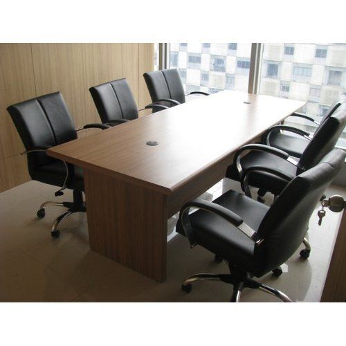 6 Seater Polished Finish Wooden Office Meeting Room Table