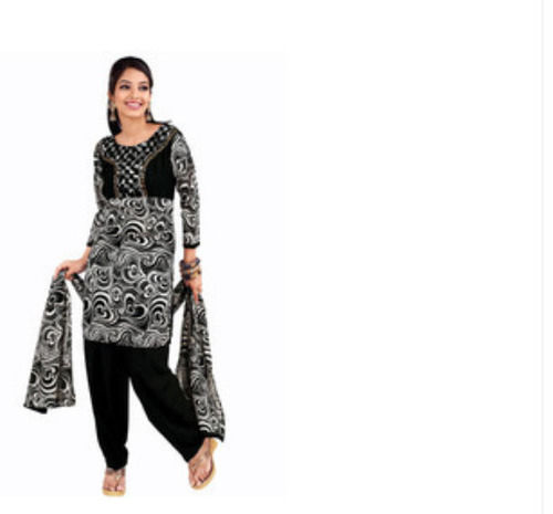 Black And White Printed Pattern Washable And Breathable Ladies Cotton Suit
