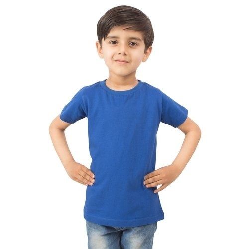 Comfortable And Washable Plain Pattern Round Neck Short Sleeve Kids T Shirt