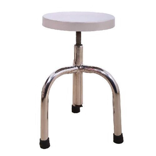 Mild Steel Round Moving Stool For Hospital With Silver Finish And 2 Feet Height