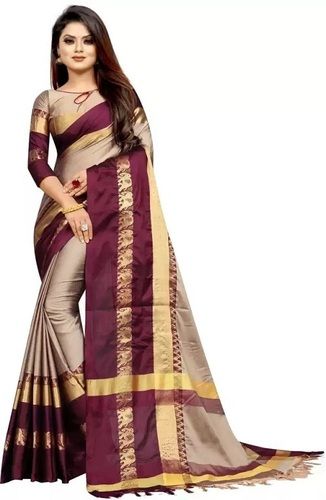 Party Wear Designer Border Cotton Silk Saree With Blouse Piece Boiling Point: 290