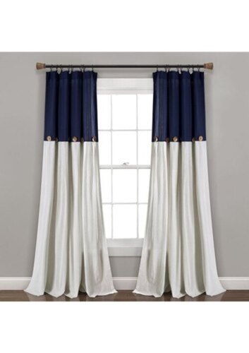 Silk White and Blue Plain Curtains - 5 x 8 Feet, Woven Silk Material | Wrinkle Free Fabric, Color Fade Resistant, Ideal for Gifting, Enhances Living Room Aesthetics