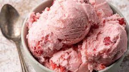 Smooth And Soft Creamy Textured Delicious Pink Healthy Strawberry Ice Cream