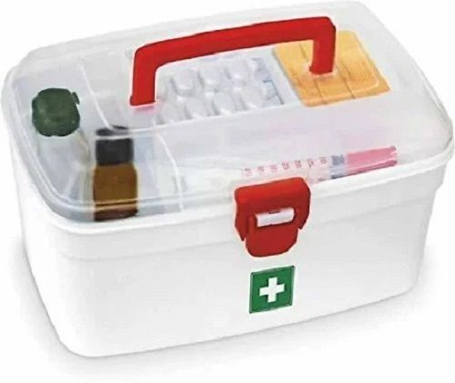 3 Kilograms Capacity Rectangular White And Red Plastic Body First Aid Box