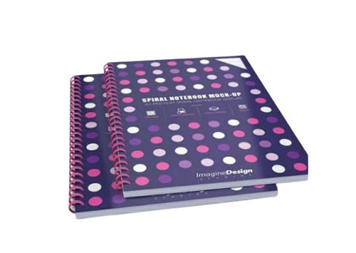 A4 Size Printed Cover White Rectangular Spiral Notebook 