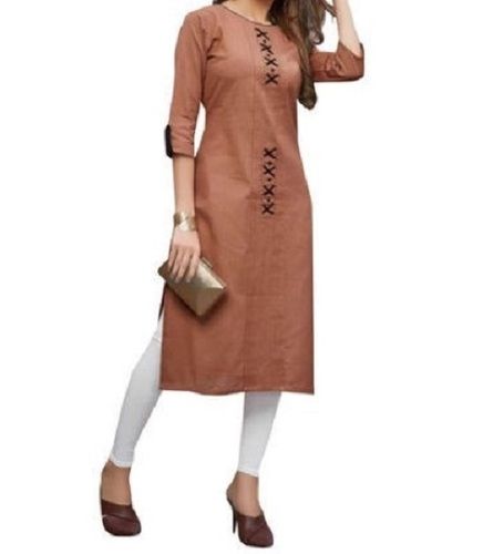 Half Sleeves Comfortable And Breathable Ladies Designer Cotton Kurti