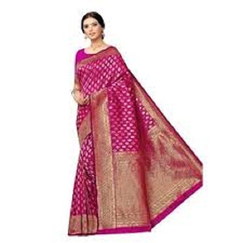 Pink And Golden Ladies Stunning Look Printed Saree