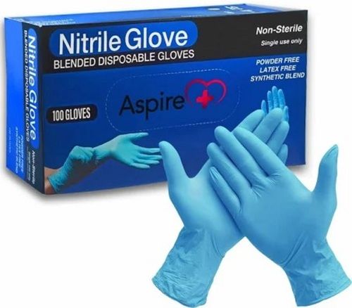 Steel 100 Pieces Pack Size Blue Plain Synthetic Aspire Disposable Hand Gloves