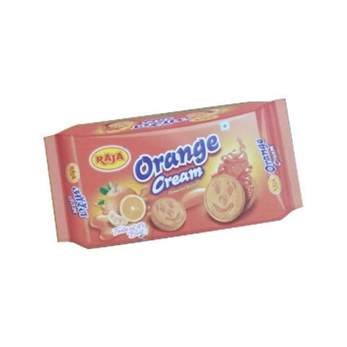 Hygienically Prepared Healthy Tasty Delicious Round Orange Cream Biscuits 