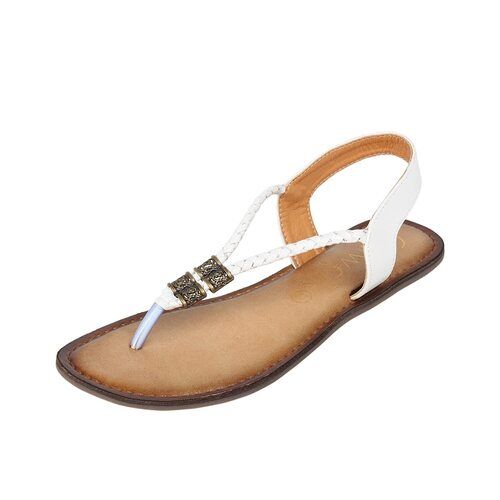 Ladies Skin Friendly Brown And White Leather Sandal