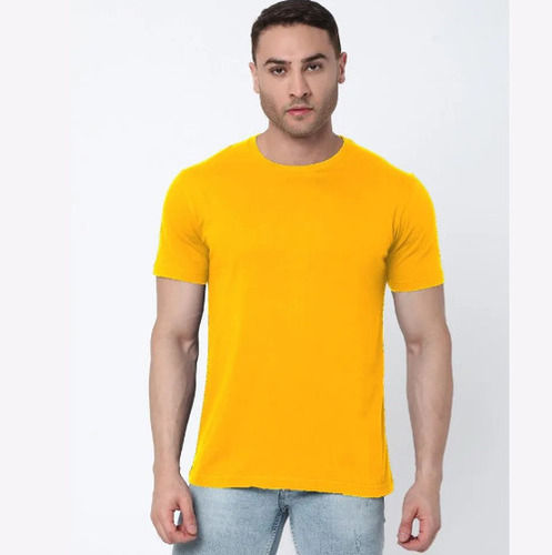 Round Neck Casual Wear Plain Dyed Cotton Mens Half Sleeve T Shirt