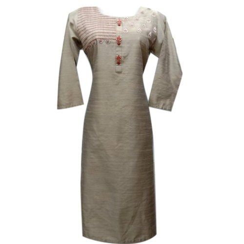 Casual Wear Quick Dry 3/4 Sleeves U Neck Printed Ladies Cotton Kurti