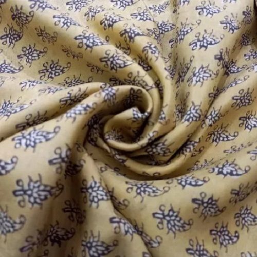 Yellow And White Breathable And Washable Printed Pure Cotton Fabric