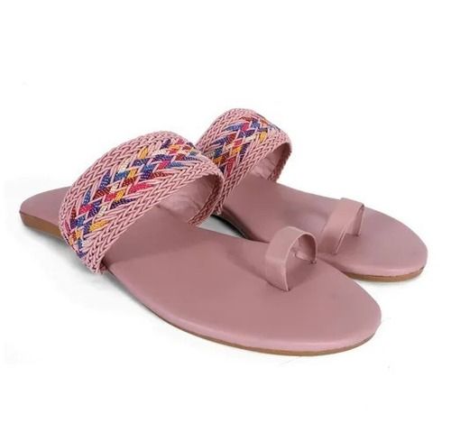 Strong  Light Pink Comfortable And Flexible Ladies Flat Sandals 