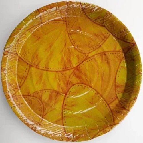 1 Mm Thick 12 Inches Diameter Yellow Printed Circular Paper Plate 
