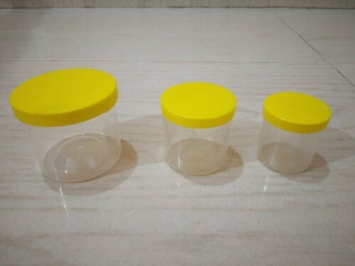 200ml Capacity Transparent And Yellow Round Plastic Pet Containers 