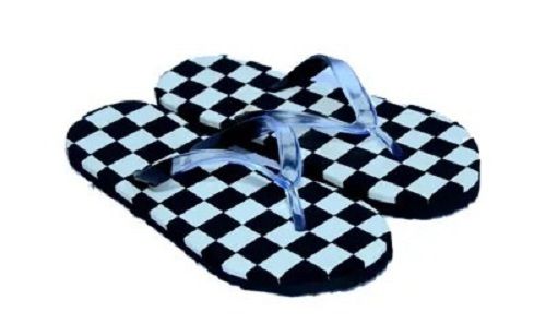 Black And Sky Blue Printed Flexible Ladies Fancy Slipper