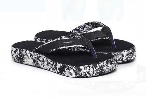 Black And White Flip Flop Rubber Lightweight Ladies Fancy Slipper