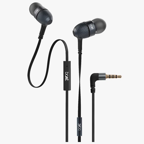 Bassheads 228 Wired Earphones - Plastic and Rubber Body, Lightweight Black Design | Superb Sound Reproduction, Three-Button Control with Microphone