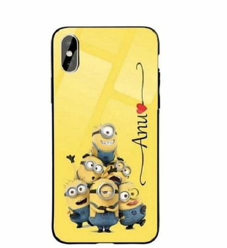 Dent Resistant Yellow Minions Printed Mobile Cover - Plastic Body Material, Rectangle Shape, Yellow Color | Mobile Plastic Back Cover, Bar Design
