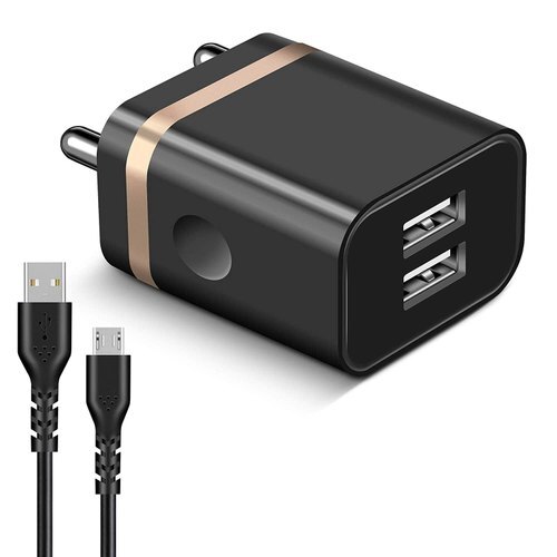Heat Resistant Portable Black Mobile Charger - Plastic Body, Bar Design | Electric Power Source, Corrosion Resistant, Compatible with Android