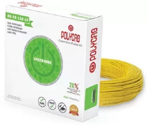 Yellow 90 Meter Length Copper Conductor Polycab Wire