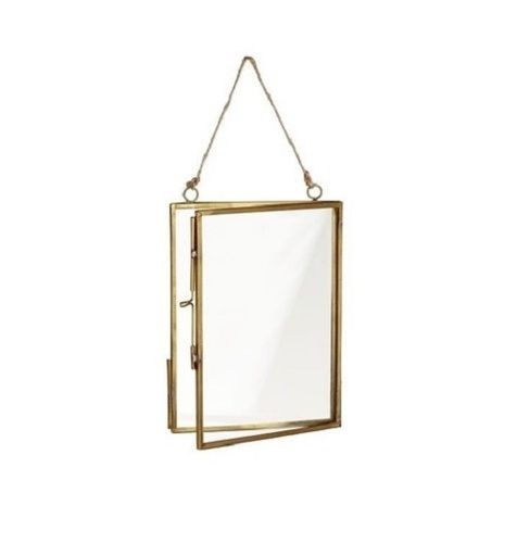 Golden 8X6 Size Transparent Iron Wall Hanging Glass Photo Frame For Decoration