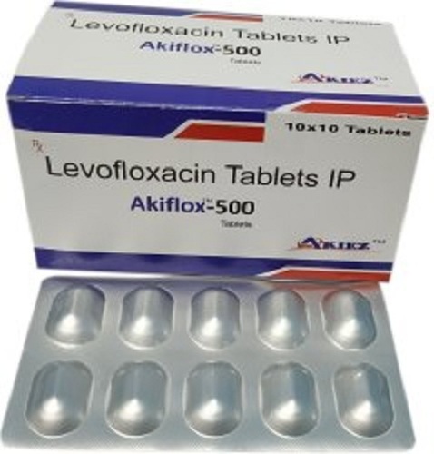 Akiflox 500 Levofloxacin Tablets, Pack Size 10 X 10 Tablets