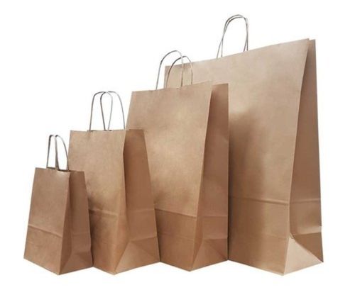 Biodegradable Environment Friendly Reusable And Rope Handle Plain Brown Paper Carry Bag