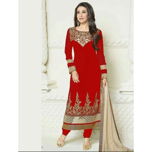 Blue Printed Red And Yellow Ladies Cotton Suits