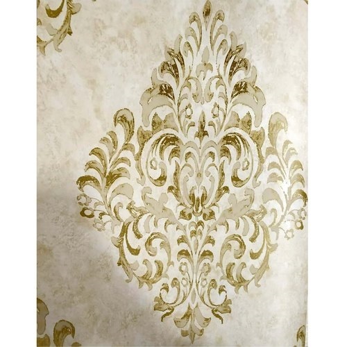 मॉइस्चर प्रूफ ब्रीथेबल नॉन टॉक्सिक येलो एंड व्हाइट प्रिंटेड 3 डी वॉलपेपर