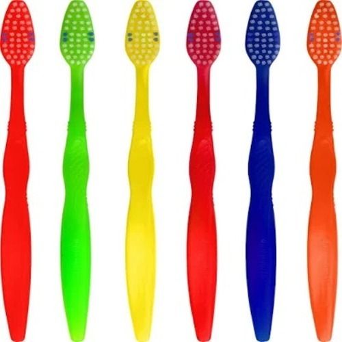 Silver Pack Of 6 Pieces Multicolor 10 Inch Length Plastic Toothbrushes 