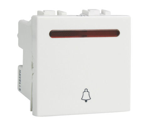 White Polycarbonate Square With Light Indicator Electrical Door Bell Switch