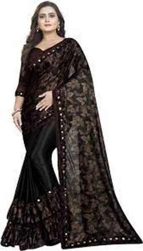 Manual  Fashionable Party Wear Printed Stone Worked Designer Ladies Saree