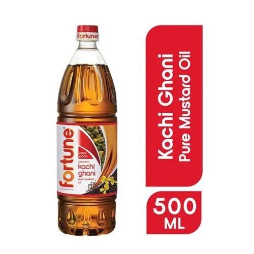 100 Percent Pure Liquid Form Fortune Kachi Ghani Mustard Oil Pack Of 500 Ml Packaging Type Bottle