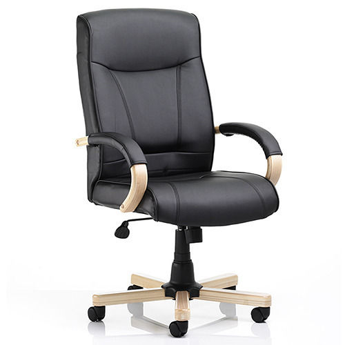 Black Leather Office Chairs With Armrest And Height Adjustable