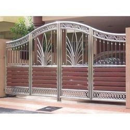 Corrosion Resistant Polished Finish Silver And Brown Mild Steel Gates