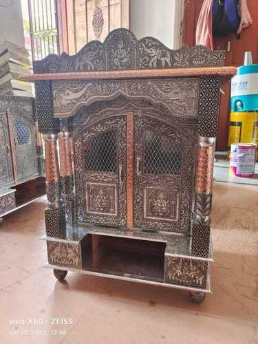 Handicraft Temple For Religious Purpose, Wood And Metal Body, Natural Color Injection