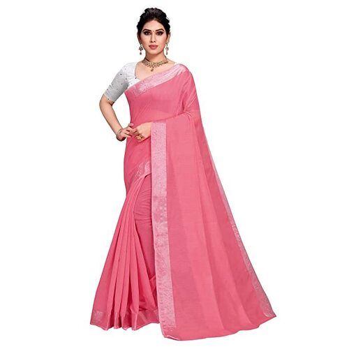 Pink Ladies Fashionable Cotton Silk Saree