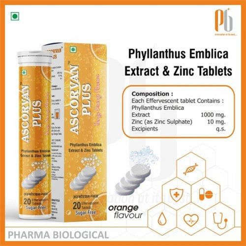 Ascorvan Plus Orange Flavor Phyllanthus Emblica And Zinc Effervescent Tablet