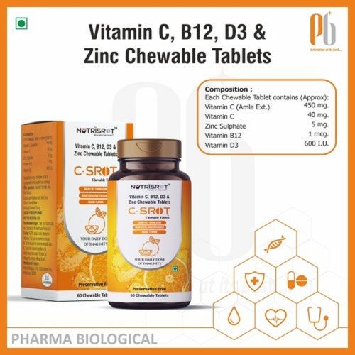 C-SROT Vitamin C, B12, D3 And Zinc Immunity Booster Chewable Tablets