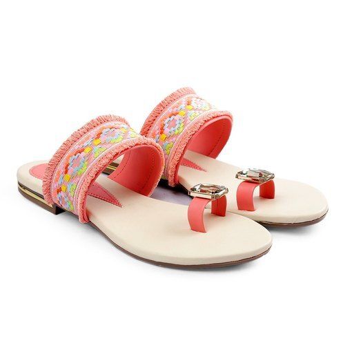 Multicolor Comfortable Ladies Synthetic Leather Flat Sandal