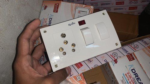 White Innovative K Dream 5 In 1 Switch Socket Combined With Indicator, For Home