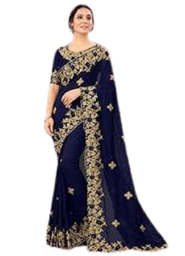 Ladies Fancy Lightweight Dark Blue Saree