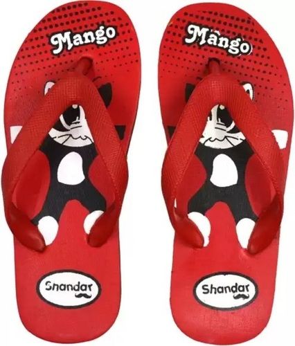 Red Lightweight And Comfortable Casual Wear Printed Flip Flop Rubber Slipper For Kids 