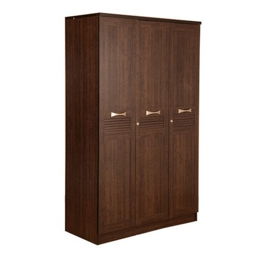 Long Durable And Strong Termite Resistance Three Door Brown Wooden Almirah