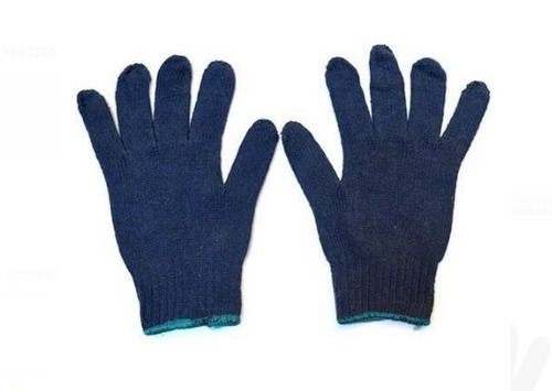 Plain Blue Full Finger Breathable And Washable Woolen Gloves