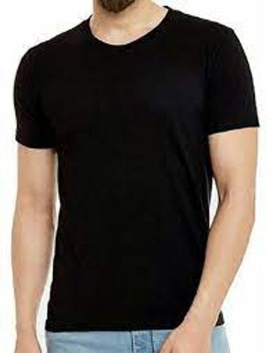 Round Neck Short Sleeve Plain Black T Shirt For Men Age Group: +16