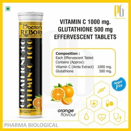 Sugar Free Orange Flavor Glutathione And Vitamin C Effervescent Tablet